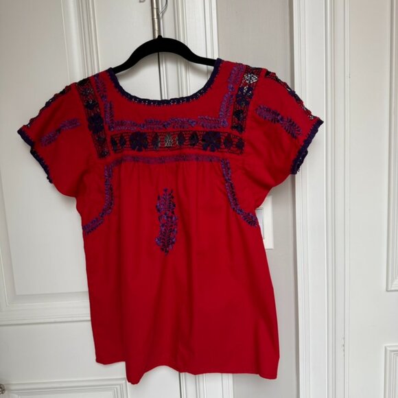 El Interior Embroidered Blouse Red Purple Small | Mi Golondrina-Inspired - Picture 2 of 6